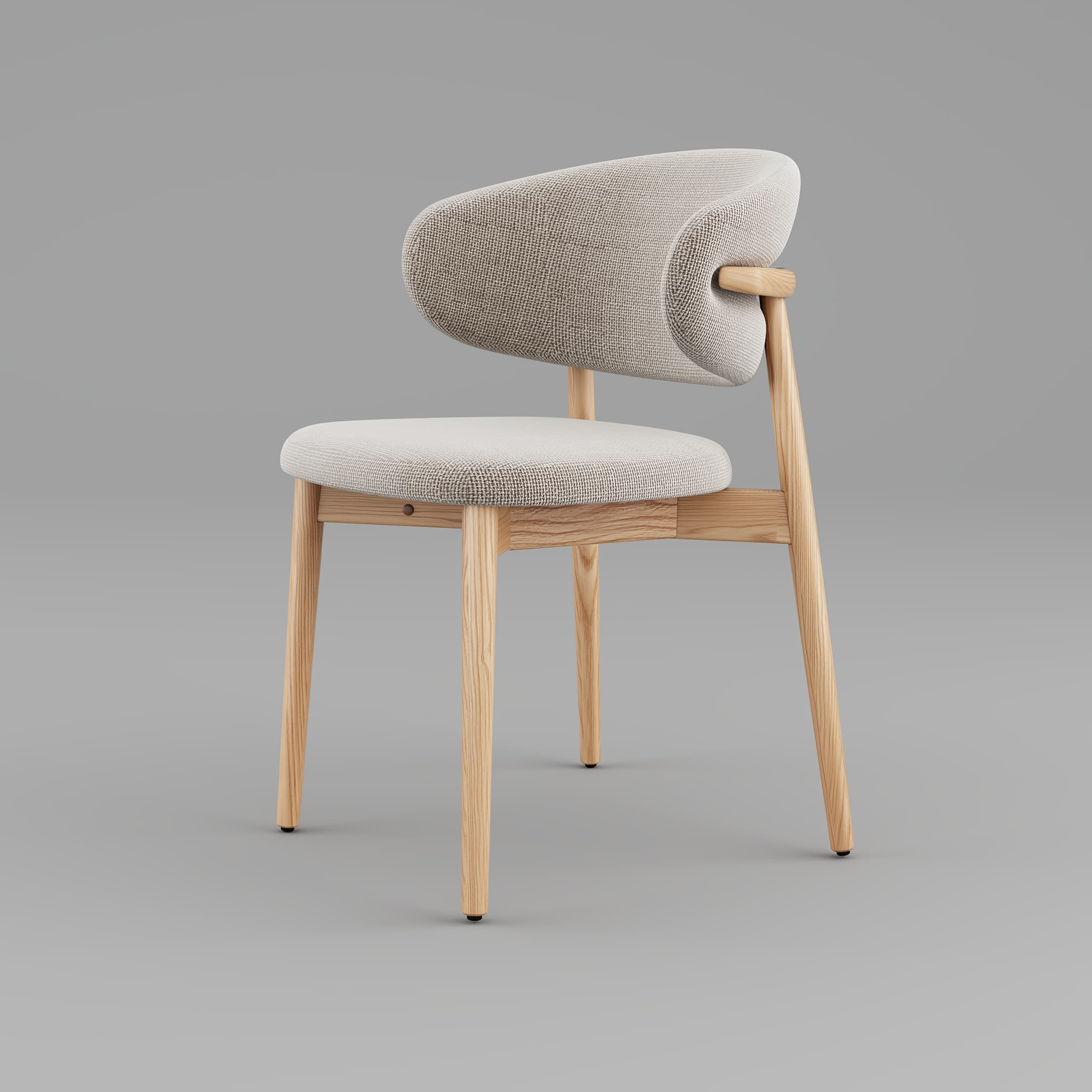TEMU Modern Solid Wood Dining Chairs Set Of 2 With Curved Back, Ergonomic Upholstered Seat, Natural Wood Legs With Adjustable Anti-slip Foot Pad