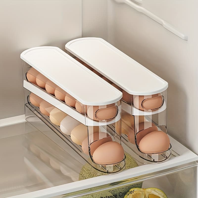 TEMU Double-layer Dispenser - Automatic Space-saving Refrigerator And Cabinet Storage, Keeping Eggs Fresh, Perfect For Kitchen Finishing