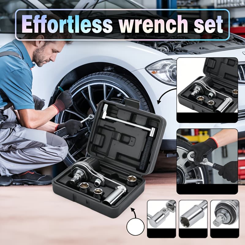 TEMU Chrome Vanadium Steel Heavy Duty Labor-saving Nut Disassembly Tool With 17mm/19mm/21mm Sockets Wrench Booster Tire Nut Remover Tire Disassembly Labor Saving Wrench For Loosening Car Tire Lug Nuts