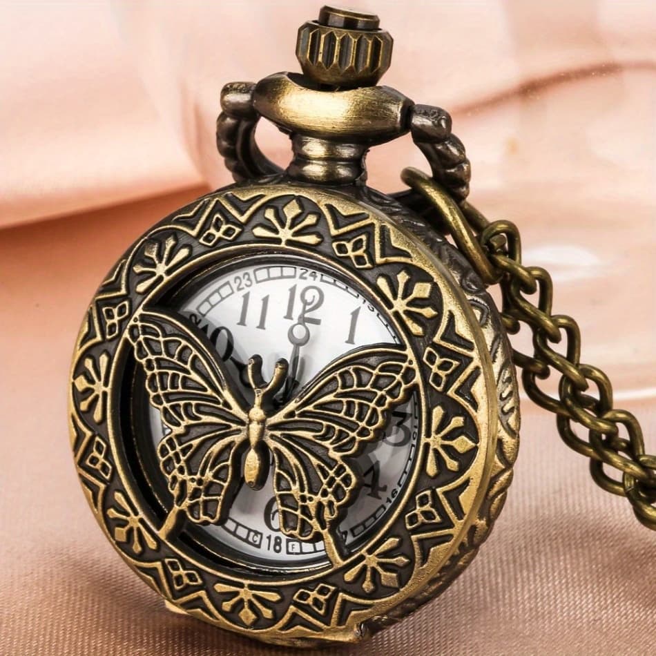 TEMU Tiny Size Necklace Watches Stylish Quartz Pocket Watch Arabic Dial Exquisite Cute Pendant Clock