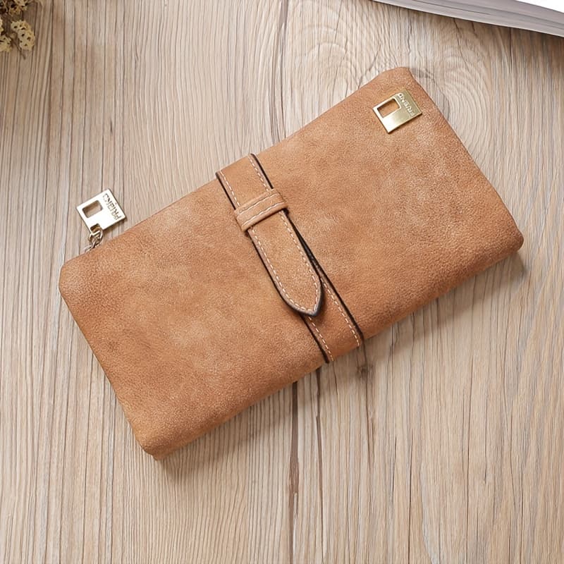 TEMU Retro Frosted Long Clutch Wallet Solid Color Multi Card Slots Phone Handbag For Women