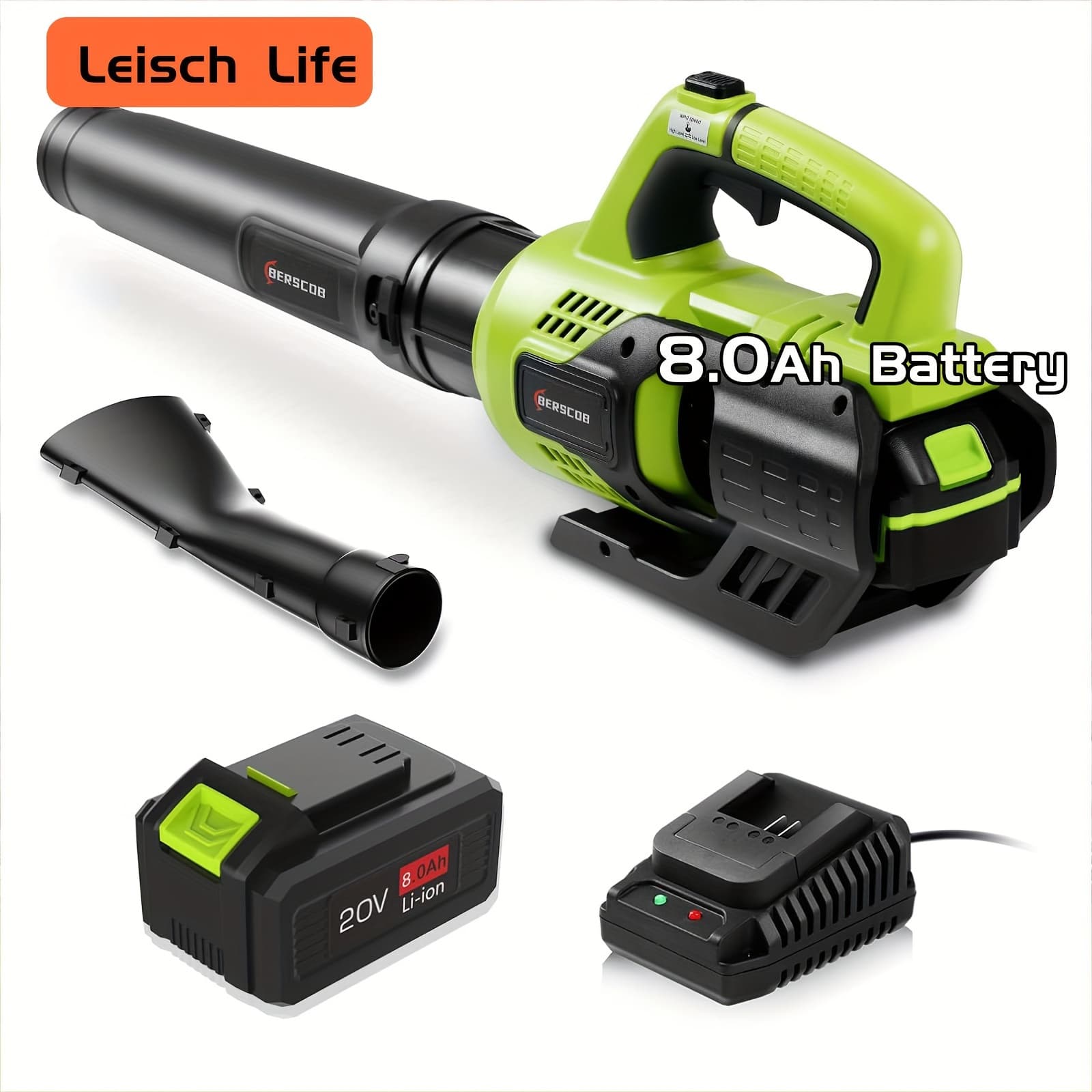 TEMU Leaf Blower Cordless, Electric Leaf Blower With 8.0ah Battery Powered, Blower With Extension Nozzle, Lightweight Leaf Blowers For Lawn Care, Yard, Garage, Patio & Sidewalk Blowing