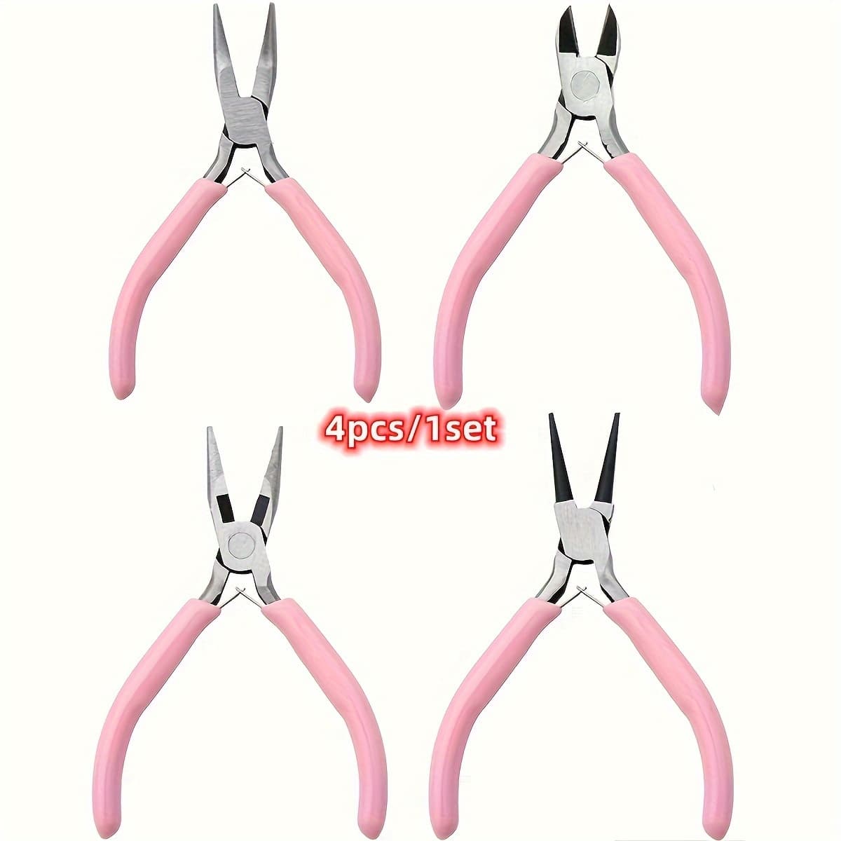 TEMU 4pcs/1pc Jewelry Pliers Tool Kit Includes Needle Round Wire Cutter And Curved Nose Pliers For Jewelry Beading Supplies Wire Wrapping Multifunctional Tools