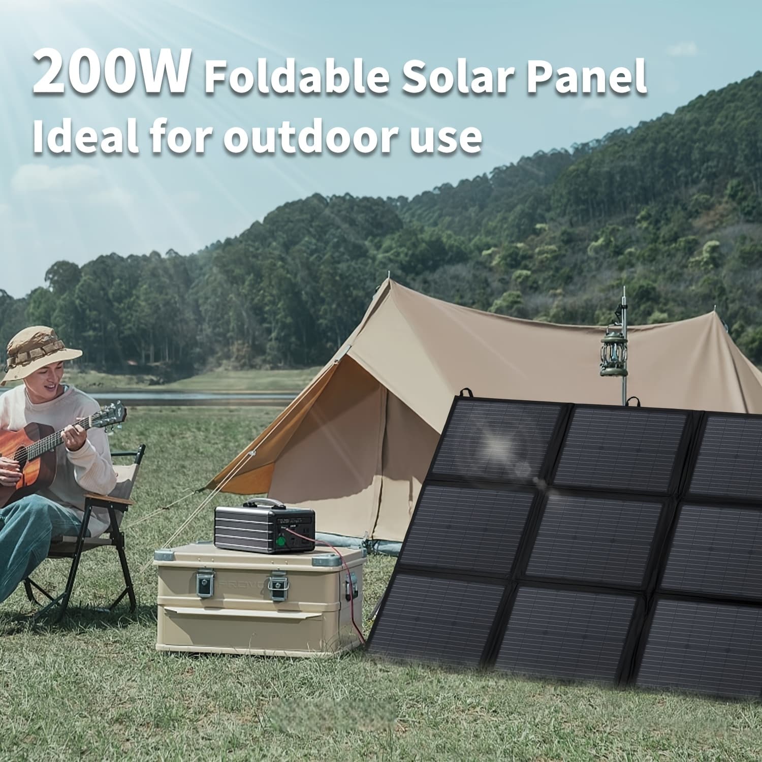 TEMU Lvyuan 200w/300w Portable Foldable Solar Panel, Monocrystalline Silicon Solar Panel, Solar Cell To 22.5%, Suitable For Outdoor Station Camping Solar Generator