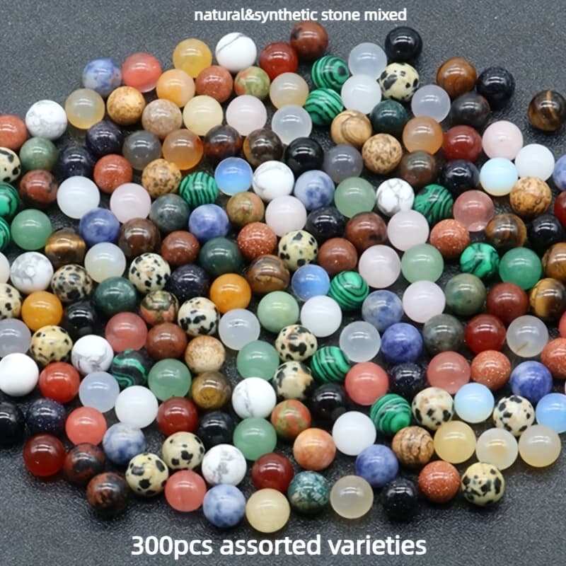TEMU 300pcs Assorted Varieties Natural Stone Beads 8mm Assorted Varieties Loose Round Beads For Jewelry Making Diy Necklaces Bracelets Earrings Crafts