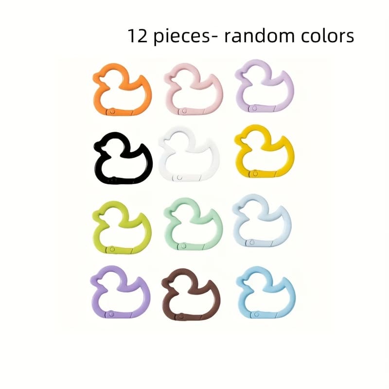 TEMU 12pcs Of Random Colors Duck-shaped Key Chains, Multi-functional Key Chains, And - Different Colors With Spring Clips