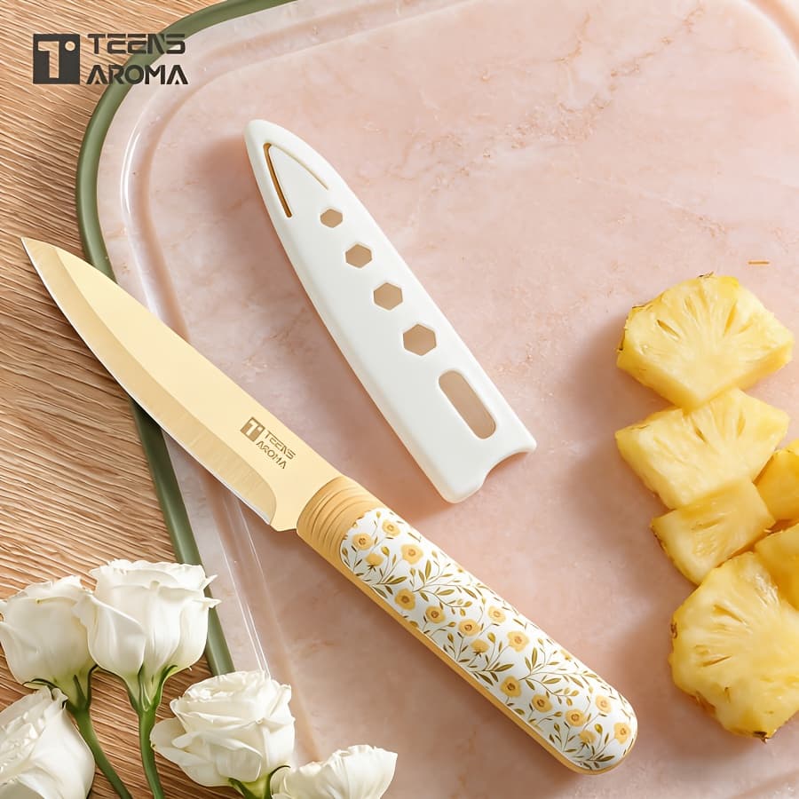 TEMU Fruit Knife, Knife, Premium Stainless Steel Fruit Knife - Ultra-sharp Blade For Precise Cutting; , Non-slip Handle With Protective Sheath, Suitable For Fruits, Vegetables, Cheese And Snacks.