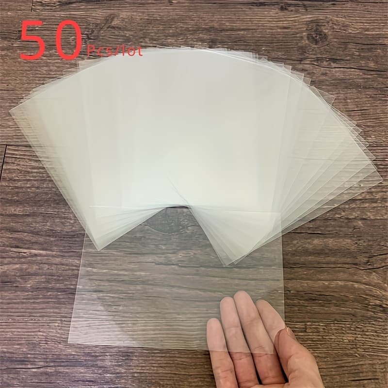 TEMU 50-pack Clear Pvc Plastic Sheets 4.3x6.3"" For Scrapbooking & Shaker Cards - Durable Crafting Additions