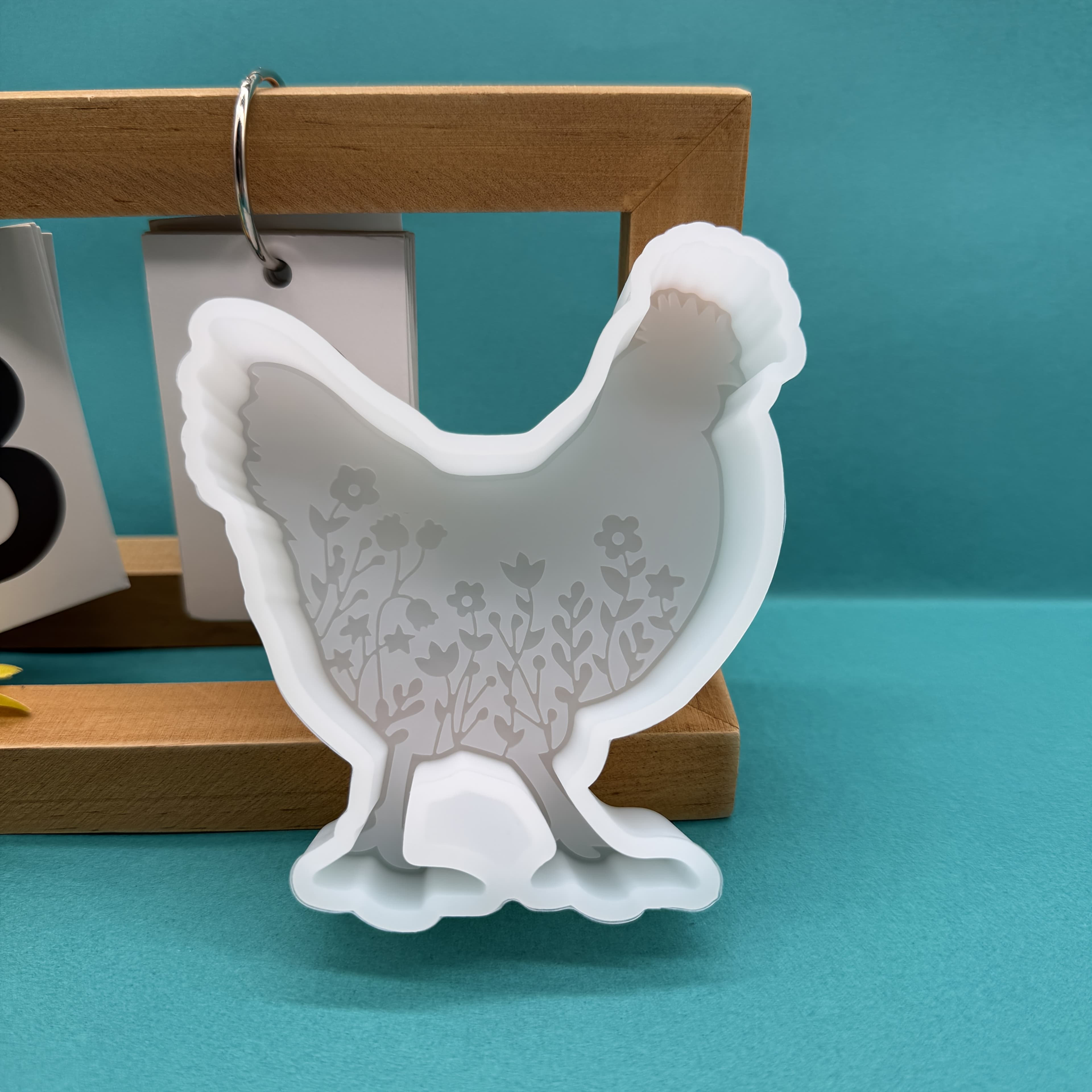 TEMU 1pc Of Resin Silicone Mold In Of A Patterned Rooster, Suitable For Car Air Fresheners, Plaster, Candles, And Resin Silicone Molds