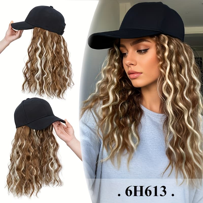 TEMU Women's Synthetic Wig, Long Wavy Hair Extension, Heat Resistant Fiber, Daily Wear, Cosplay And Wedding, Wig Included