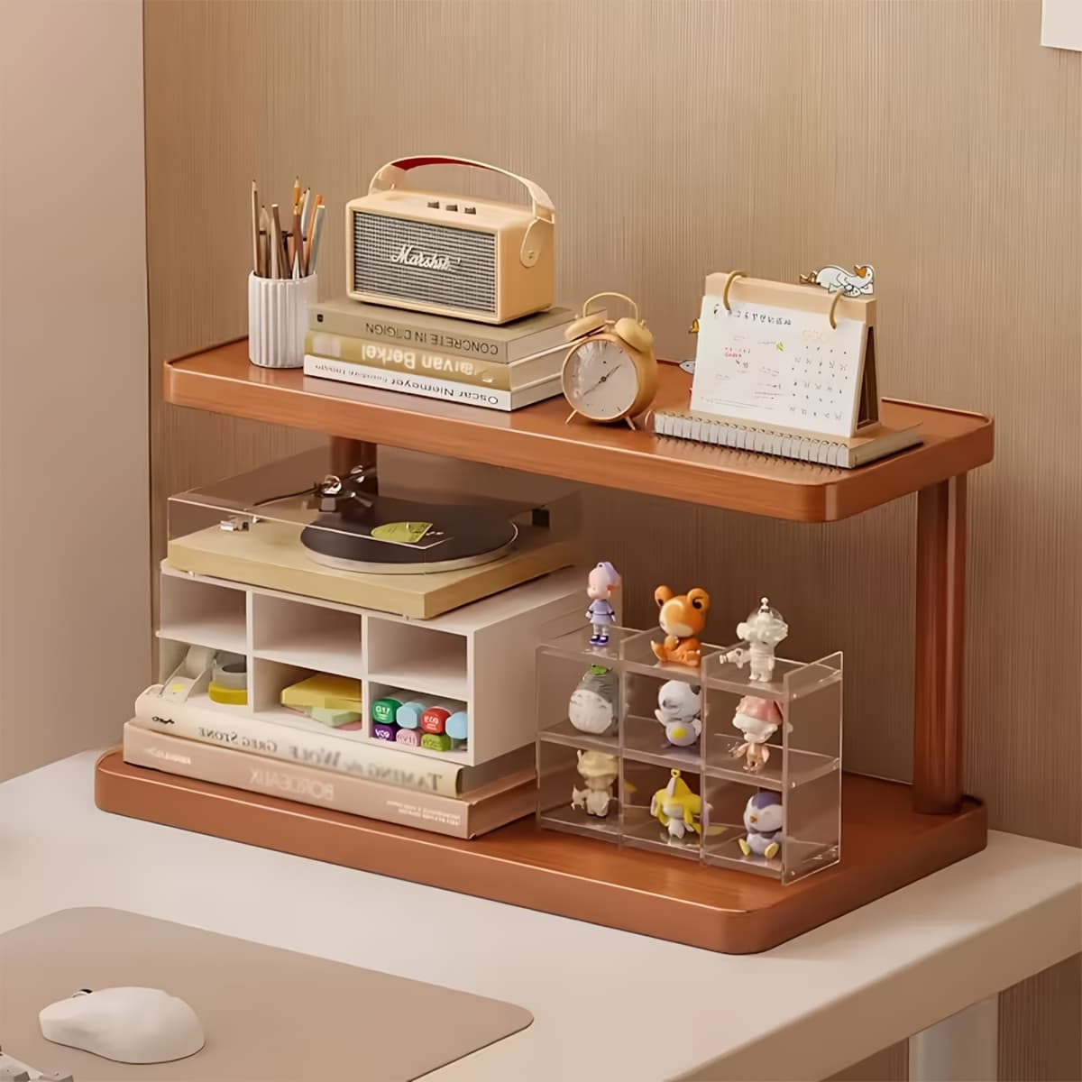 TEMU 1pc 2-tier Desktop Storage Rack Space-saving Style For Small Apartments/narrow Desks Cup/condiments/stationery Storage Space-saving For Kitchen/office Desktop Organization Gadget Storage Rack