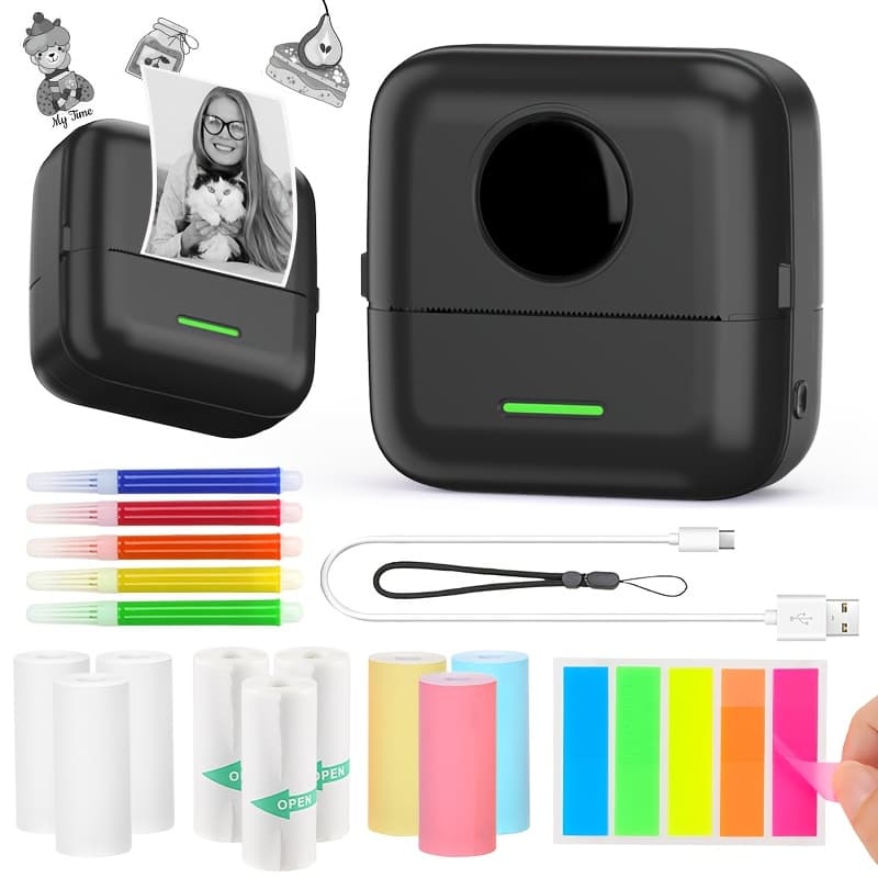 TEMU Micro Printer, Pocket Printer, Mini Sticker Printer, 36v Or Below, 800mah Lithium Battery, Usb Charging, Wireless Portable Receipt Printer Suitable For Photo Diary Notes And Memo