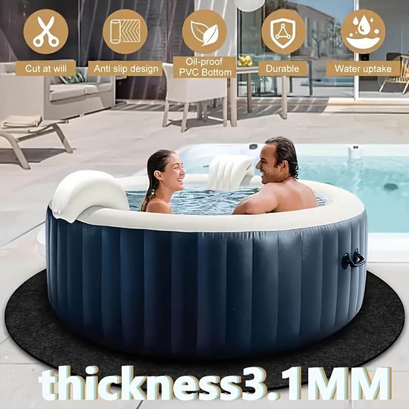 TEMU Anti-slip Round Hot Tub Mat - Waterproof, Reusable & Washable Outdoor For Above Ground Pools And Spas