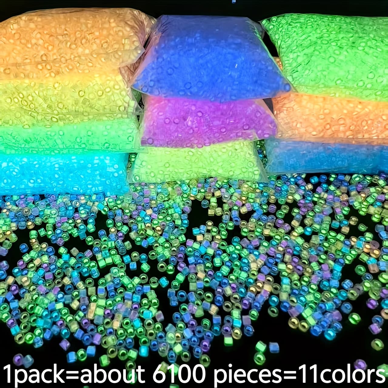 TEMU 6100pcs 2.5mm -the- Seed Beads, 11 Colors, Bohemian Style, Luminous Beads For Jewelry Making, Fashion S, Necklaces, Rings, Crafts, Independent Packets Decorative Beads