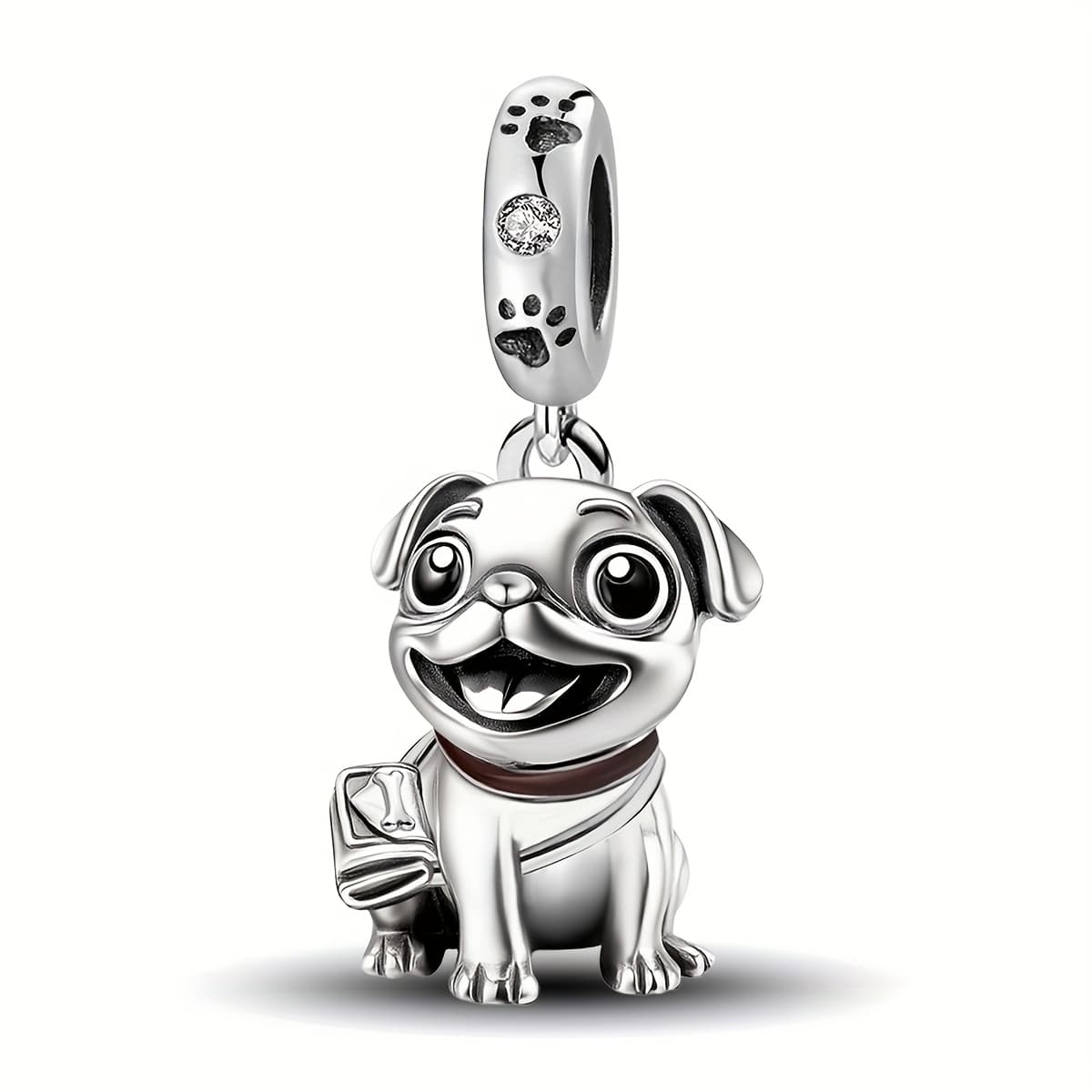 TEMU 1pc Cute Backpack Puppy Diy Pendant, 925 Silver Plated Pendant Suitable For Bracelet Bracelet Necklace, Jewelry Making Accessories Valentine's Day Christmas Suitable For Women Gifts