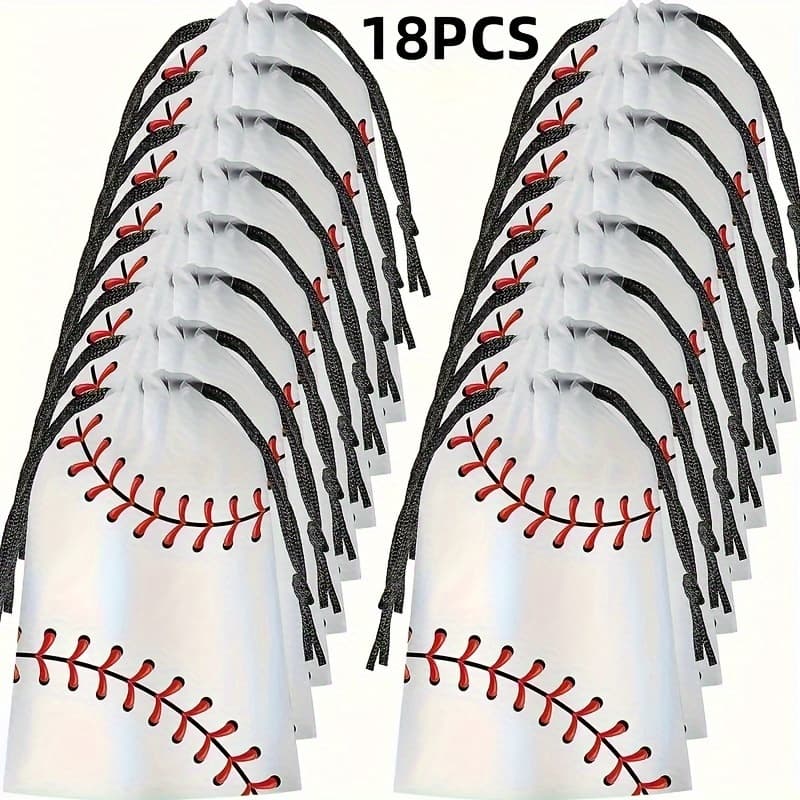 TEMU 18/32/52/104pcs Baseball Party Drawstring Bags, Birthday Plastic Gift Bags, Baseball Theme Party Gifts And Supplies, Christmas, Halloween