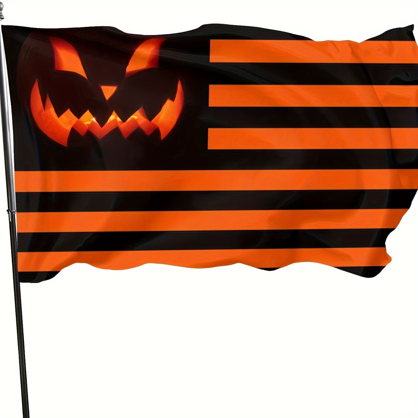 TEMU Halloween Flag 3x5ft 90x150cm Smile Pumpkin Lantern Flag With Metal Grommets, Durable Polyester Holiday For Halloween Party Garden Yard Home Decoration Indoor Outdoor (black)