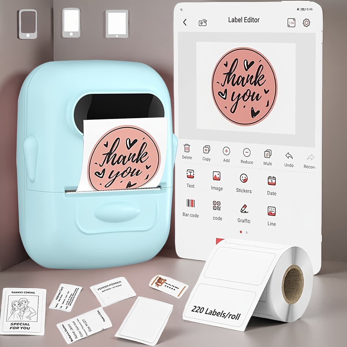 TEMU Marklife Thermal Label Printer, 2 "portable Label Printer, Wireless Connection For Mobile Phone, For Office, Home, Business, Marking, Kitchen (2x1. 18" Label), With 1 Roll Of White Sticker