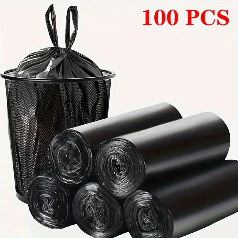 TEMU 100 Heavy-duty Black Trash Bags Convenient To Use Without Dirtying Your Hands Your Helper For Household Waste Disposal