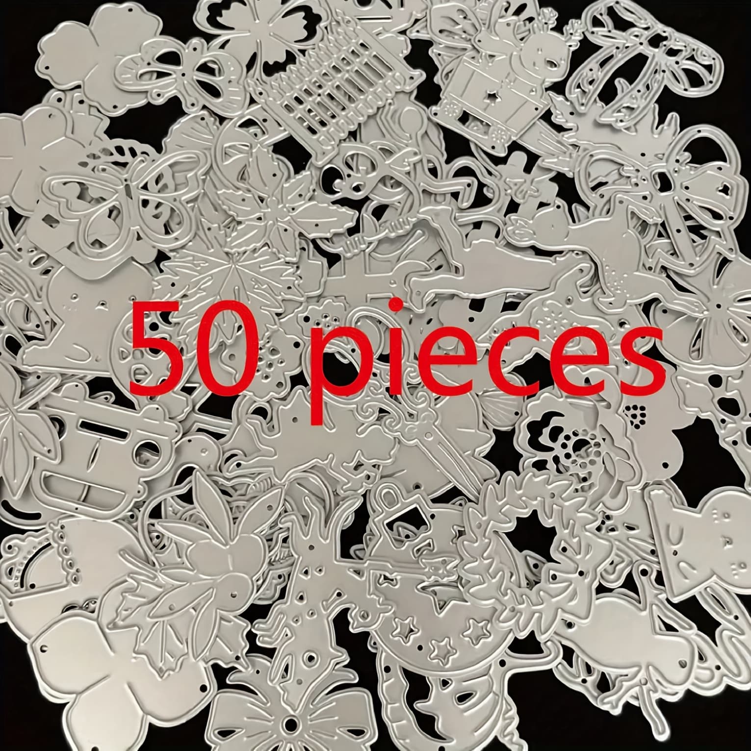 TEMU 30/50pcs Metal Cutting Small Molds Animal And Plant Flower And Grass Cutting Paper Craft Handmade Photo Album Card Punching Embossing Template Sent