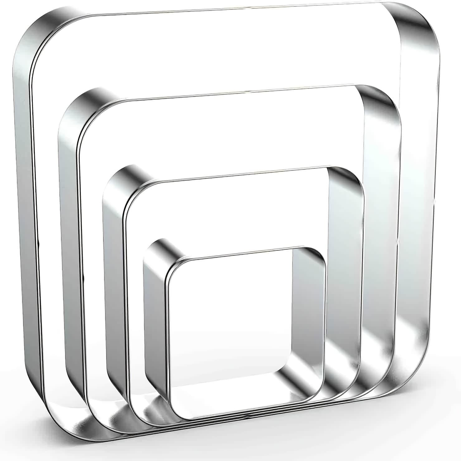 TEMU Rounded Square Cookie Cutter Set Large - 5 Inch, 4 Inch, 3 Inch, 2 Inch - Geometric Frame Plaque Cookie Cutters Shapes Molds - Stainless Steel