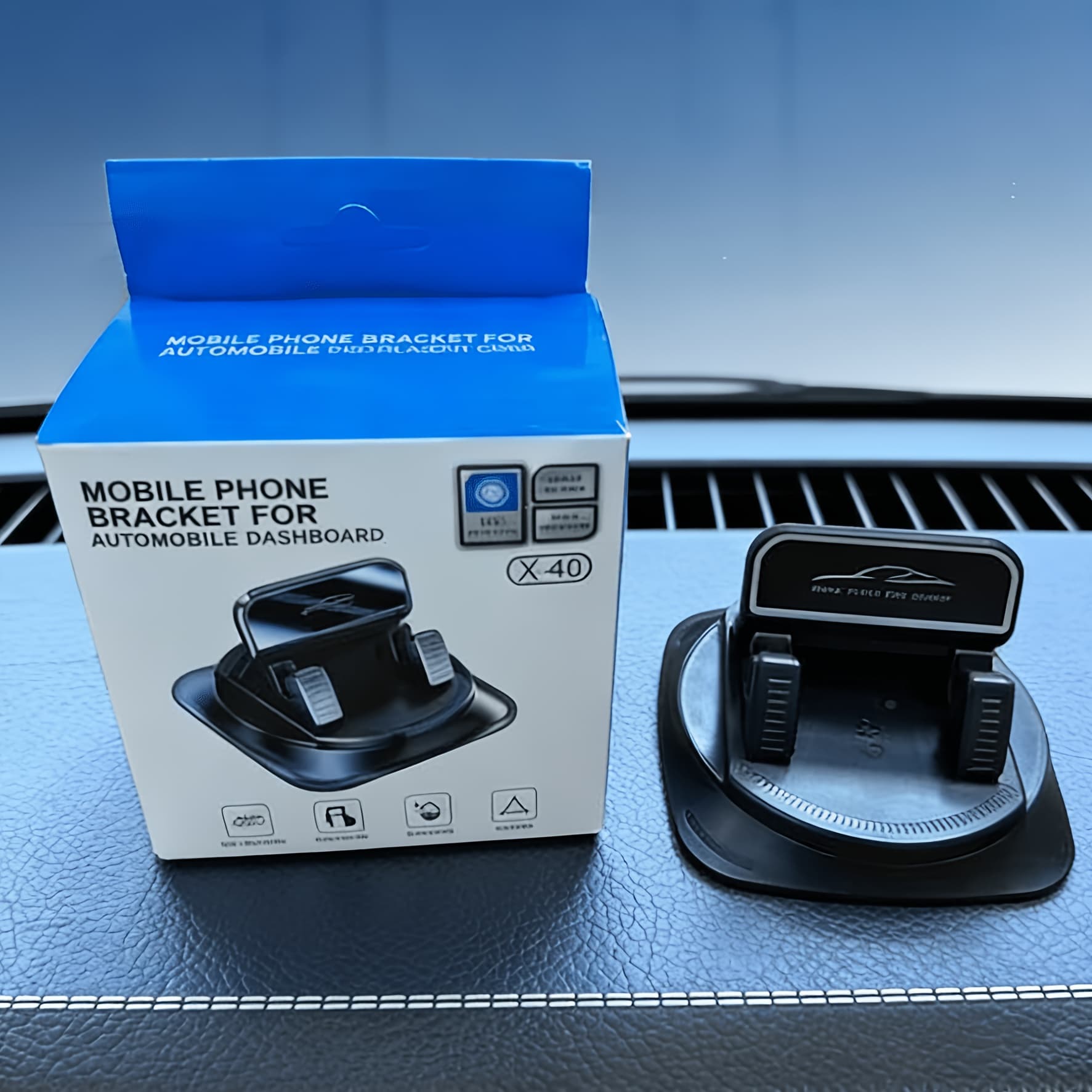 TEMU 2pcs Set: 1 Rotating Bracket + 1 . The 360-degree Rotating Bracket Of Abs Material With A Non-slip Pad. Suitable For Dashboard, Car Interior, Office, And Home Use. An , Compatible With Iphone And