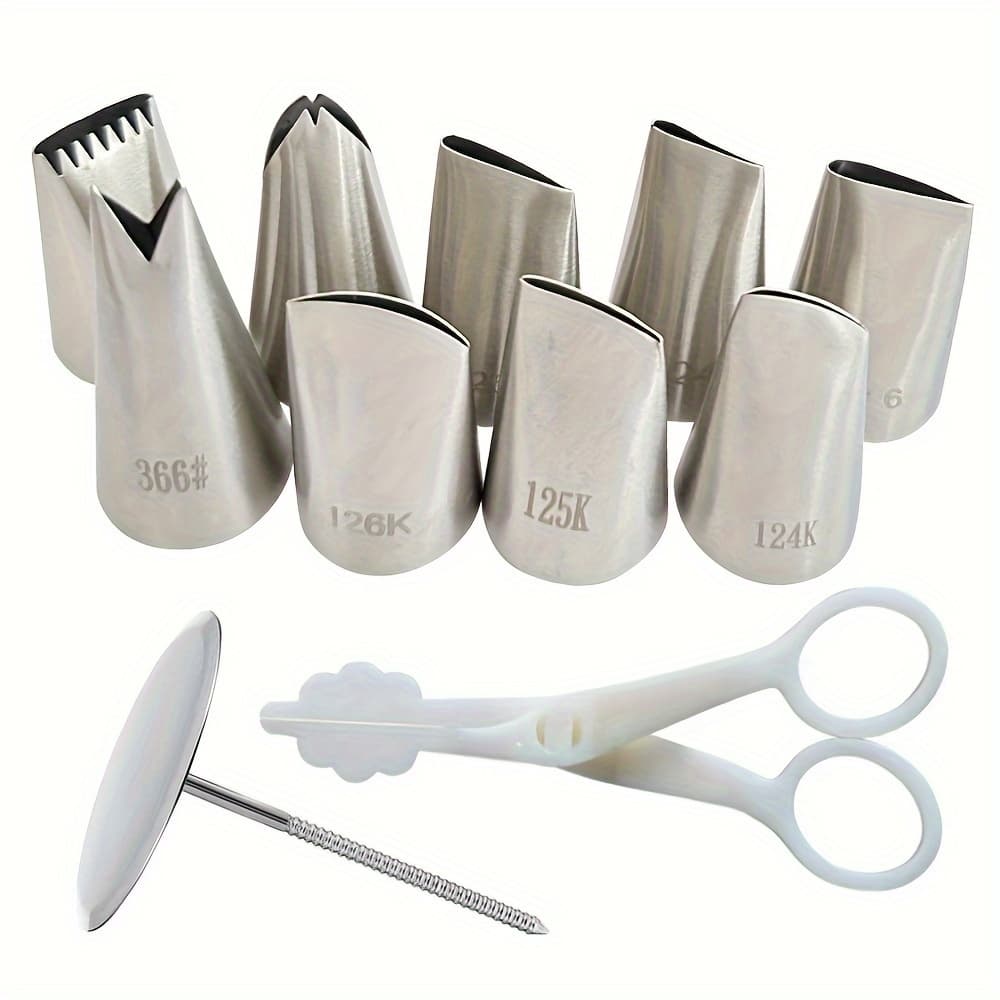 TEMU 7pcs/9pcs/11pcs Flower Piping Tip, Stainless Steel Frosting Tips, Cake Decorating Tool