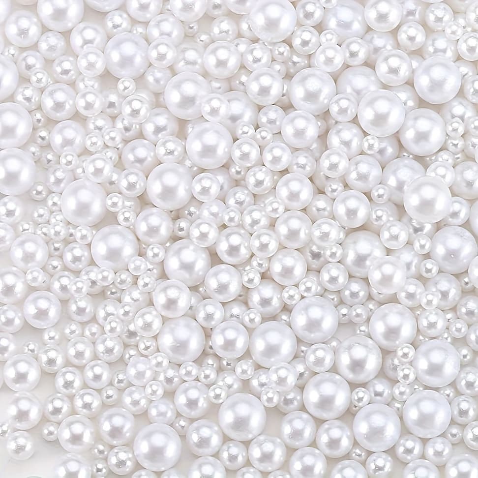 TEMU 3400pcs Pearls For Crafting, Assorted Sizes Ivory No Hole Pearl Beads, Fake Pearls, Bulk Pearl For Decoration, Vase Filler And Centerpieces. 3mm-8mm