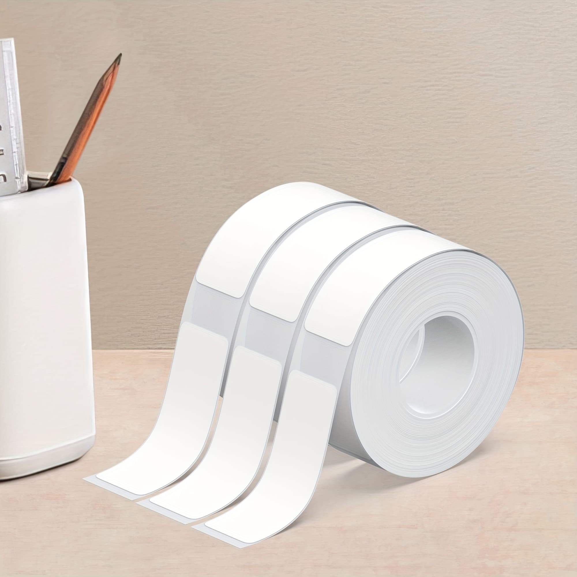 TEMU Label , Paper, Standard Laminated Labeling Replacement, Compatible With Portable Label Maker, White, 180 Labels/roll, 3 Rolls