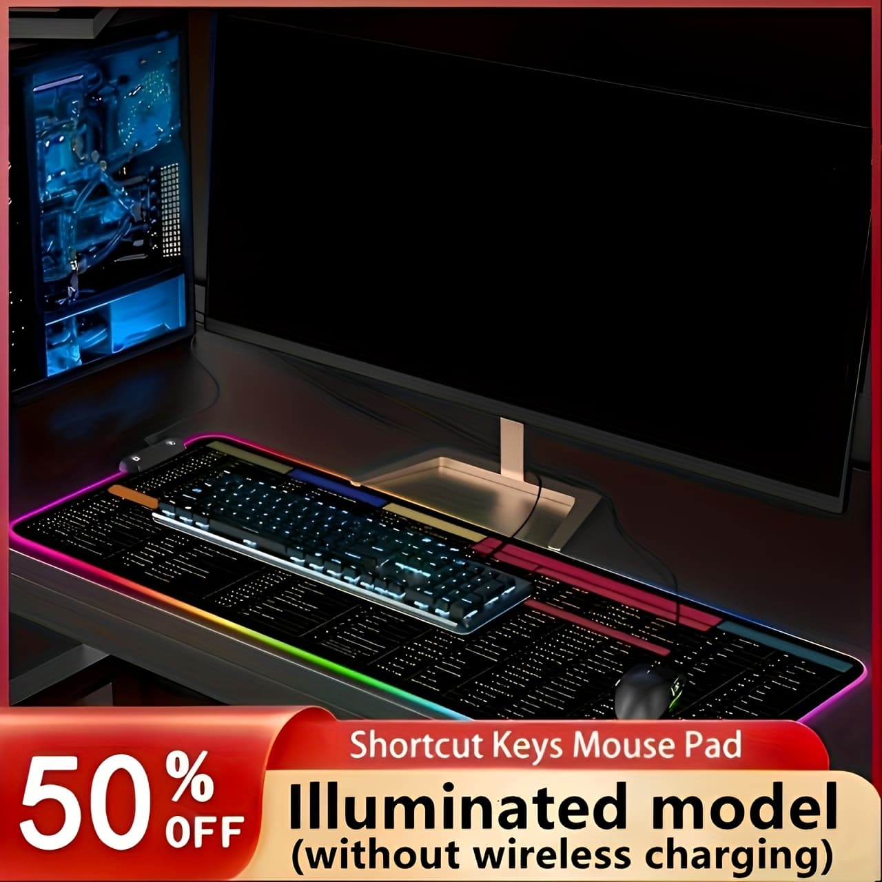 TEMU Extra-large Gaming Mouse Pad - Bright Colors, Anti-slip Rubber Base, To Enhance Gaming Experience - Ideal Desk Pad For Pc And Laptops, Modern Desk Pad - Professional Stitching