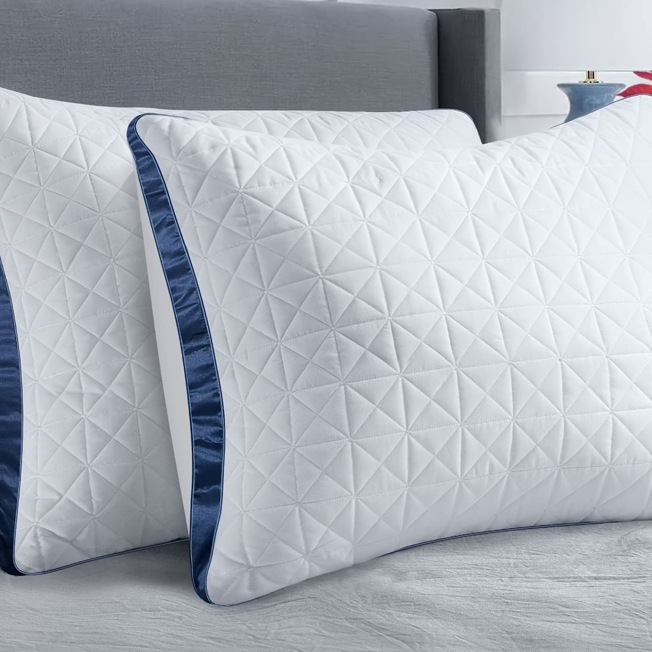 TEMU Pillows Set Of 2 - Hotel Pillows For Sleeping 2 Pack, Supportive Breathable Down Alternative Gusseted Pillow For Side Stomach Or Back Sleepers