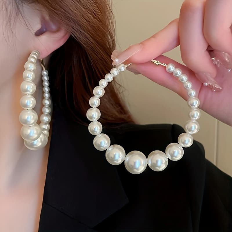TEMU Full Decor Hoop Earrings Elegant Delicate Gift For Women Daily Casual Ear Hook Earrings Statement Earrings Ear Clip Hoop Earrings Valentine's Day Gift