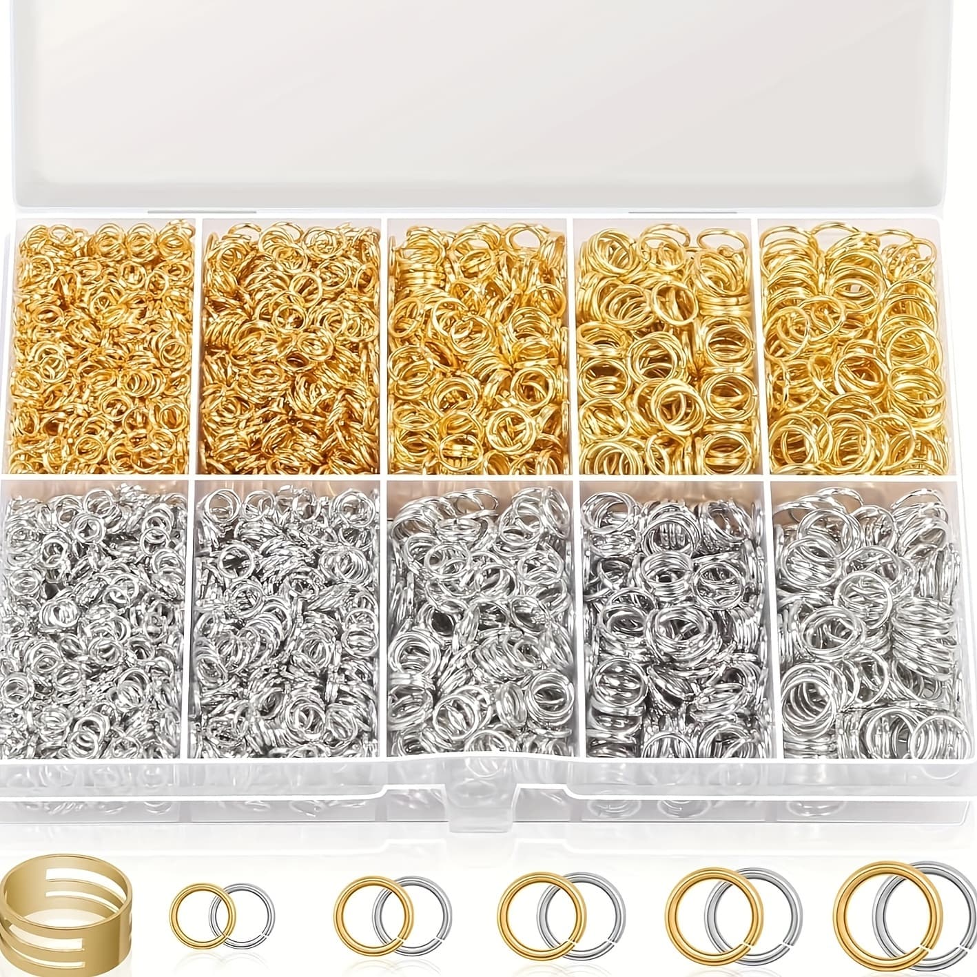 TEMU 4600pcs Silvery And Golden Jump Rings With Open/close Tools For Jewelry Making And Necklace Repair (assorted Sizes)