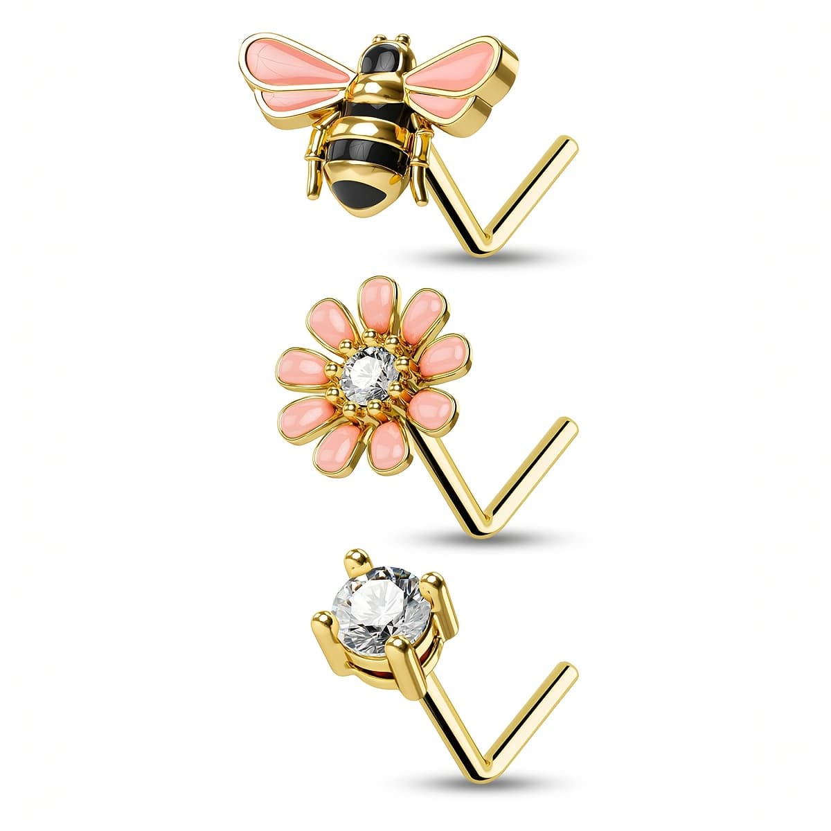 TEMU 3pcs Flower Nose Stud, A Daily Wear For, A Birthday Gift For Parties, Synthetic Zirconia Nose Stud, An Elegant Accessory, -sense Nose Ring For