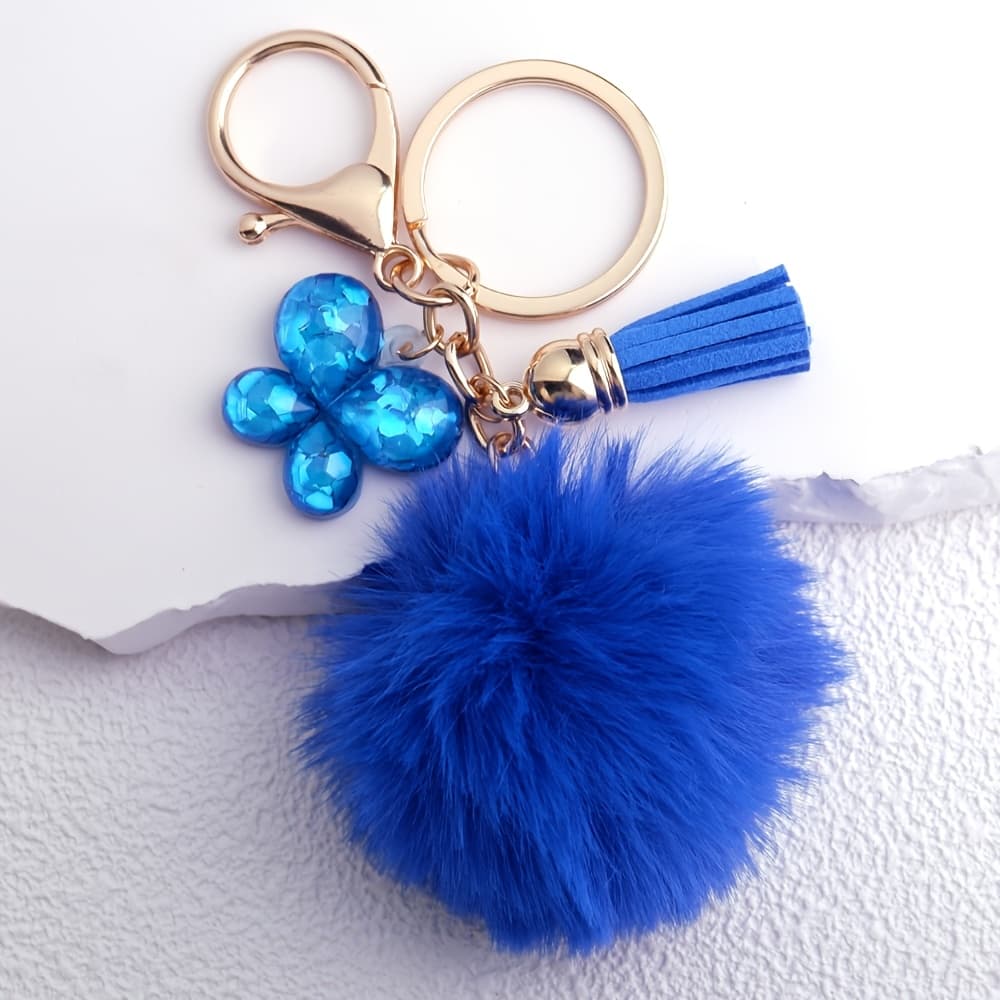 TEMU Pom Pom Keychain With And Tassel Pendant, Lobster Clasp, Fashionable Ladies Keychain Handbag Decoration, Perfect For . Car Accessory Bag Charm, Valentine's Day Gift And Holiday Gift