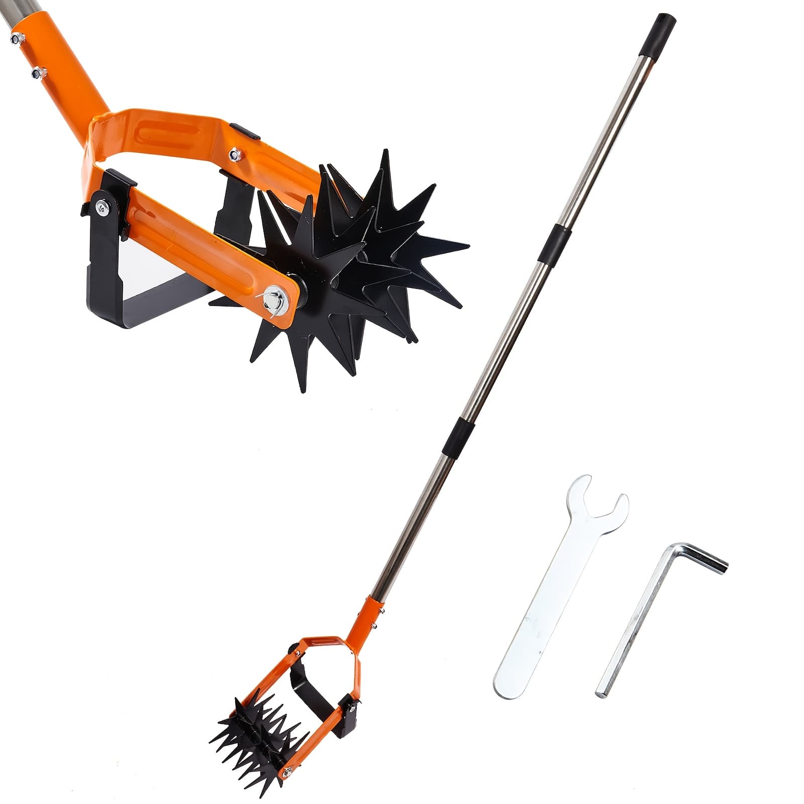 TEMU Rotary Cultivator Tool, Hand For Gardening, 2-in-1 Garden Weeding Hoe And For Soil Mixing Or Reseeding Grass