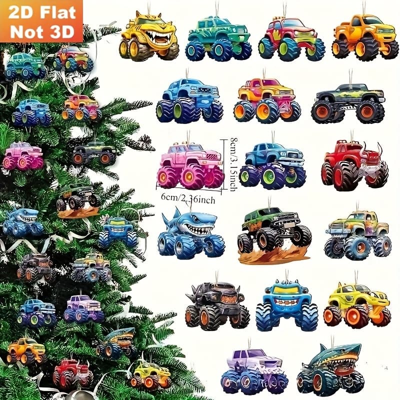 TEMU Wooden Ornament For A Festive Monster Truck