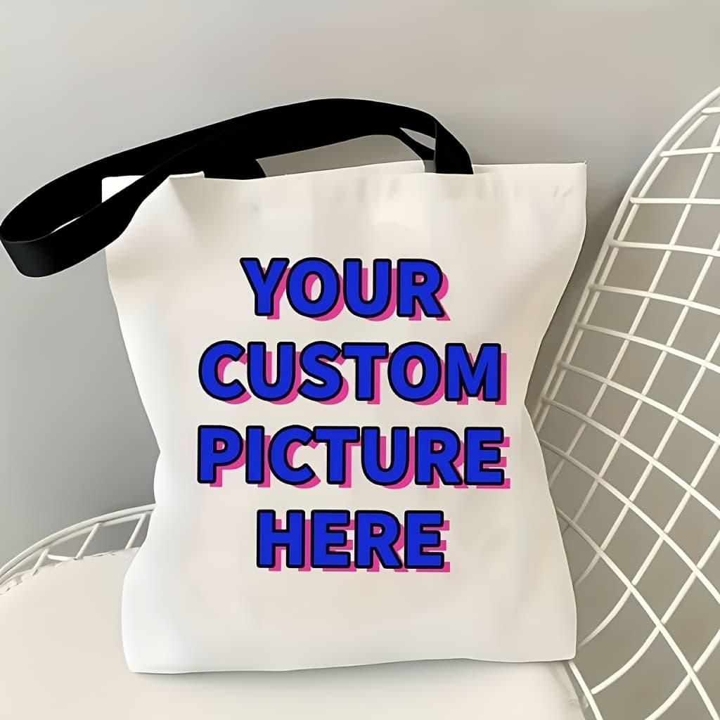 TEMU 1pc Customizable Pattern Tote Bag, Shopping Bag With Photo And Text Personalization, Bag, Customizable Logo Tote Bag