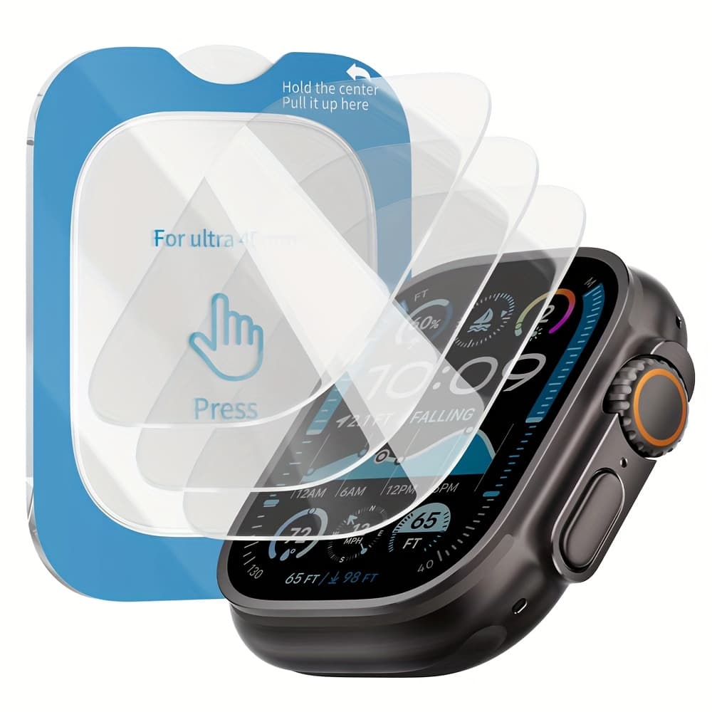 TEMU 3 Pcs Screen Protector For Watch /2 49mm Waterproof Auto-alignment Installation Tempered Film For Iwatch Ultra 49 Mm