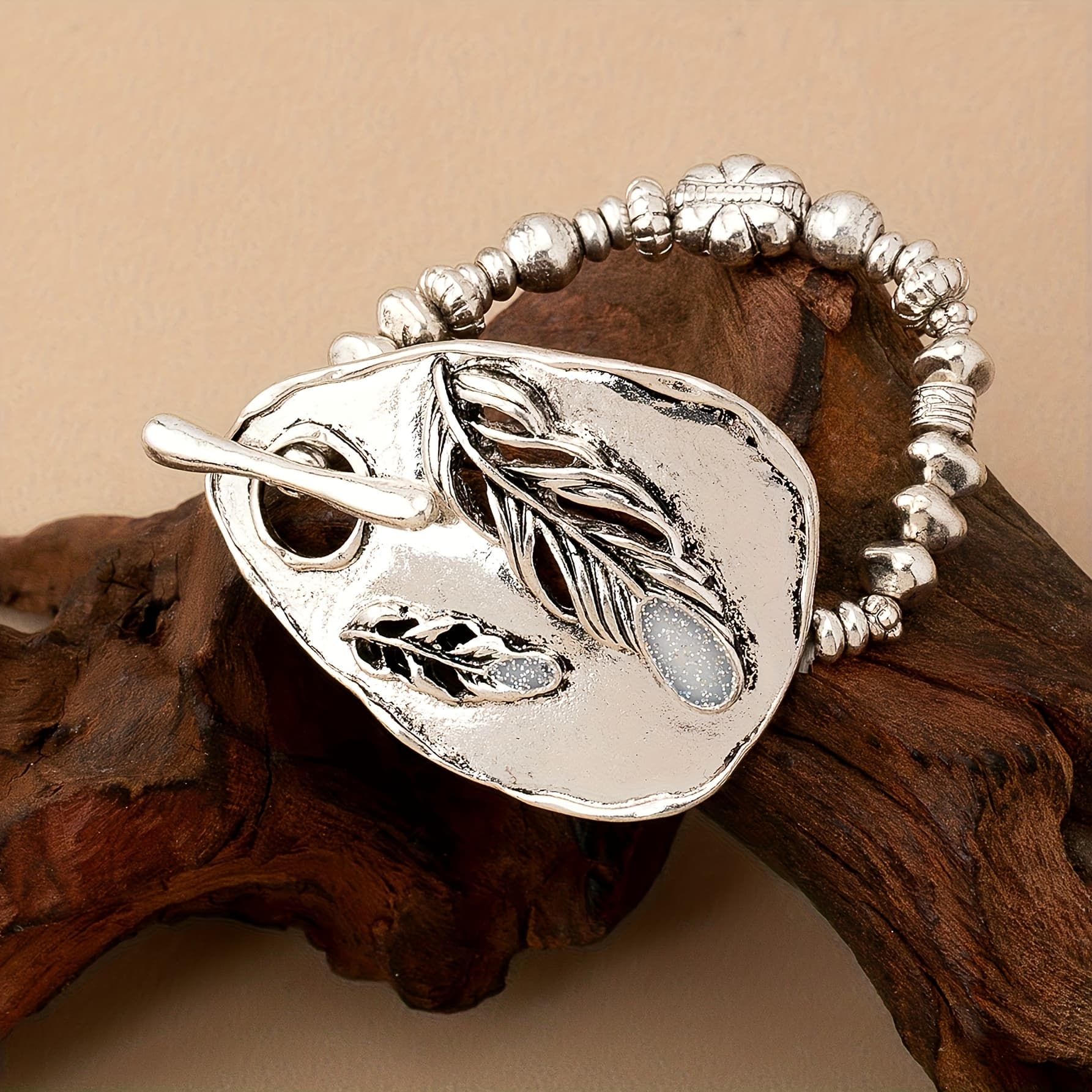 TEMU Bohemian Ethnic Style Distressed Teardrop Stretch Fashion Bracelet For Women, Suitable For Daily Wear And Gifting
