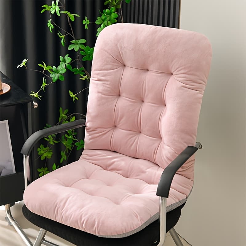 TEMU 1pc Plush Bench Cushion Office Chair Pad Pillow 1pc Thickened Winter Pad Recliner Rocking Chair Mat Deep Gray White Pink
