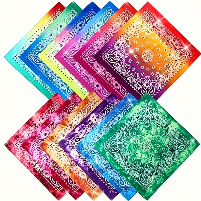 TEMU 12pcs Large Square Headscarves, Hip-hop Headscarves For , Motorcycle Riding Headscarves