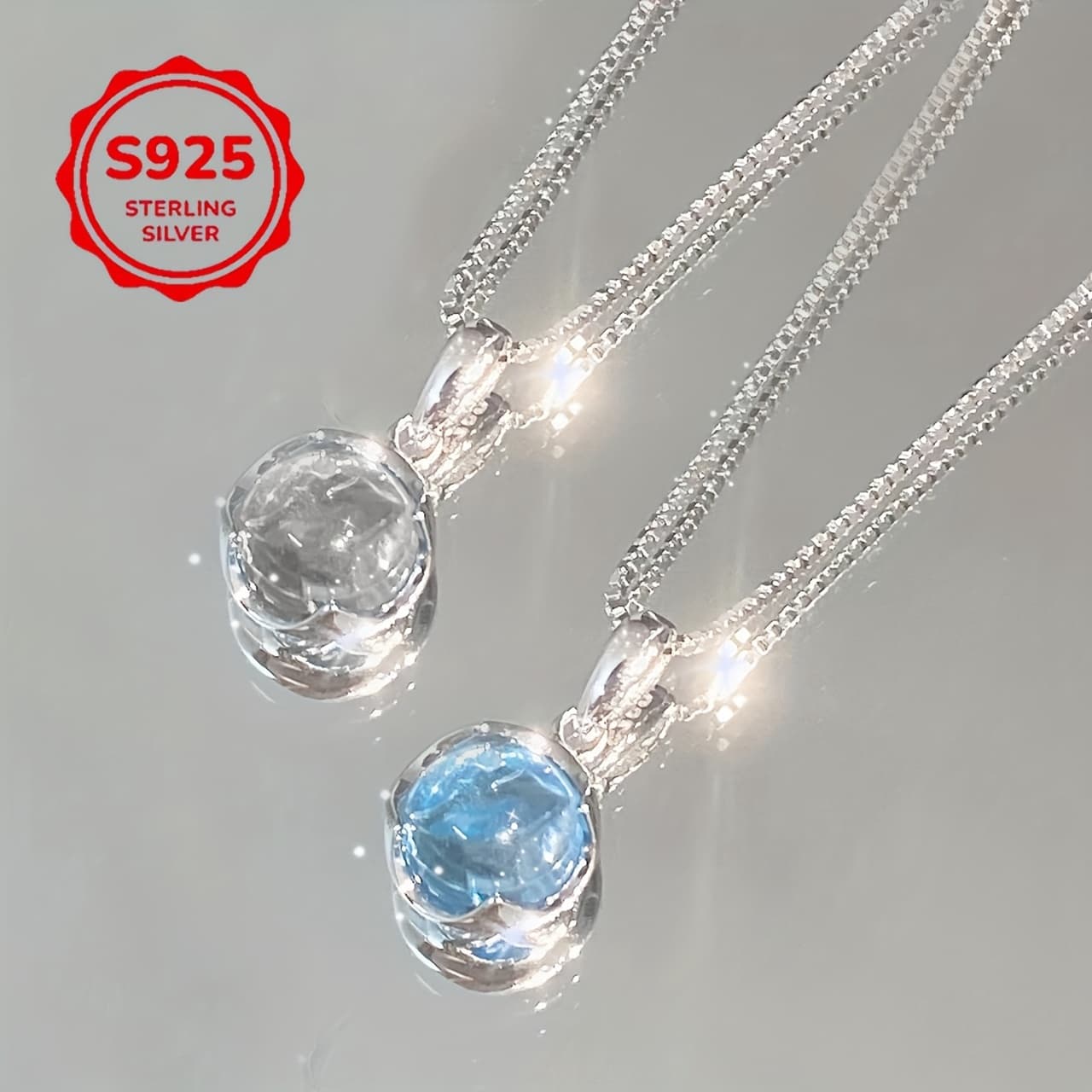 TEMU 2 Necklaces, 925 Silvery-plated Chains, High-end , 2 Colors, Round Pendant Necklaces, Women's Niche Design, High-end Temperament, Simple And Versatile, Simple And Light Luxury, Sweet Necklace