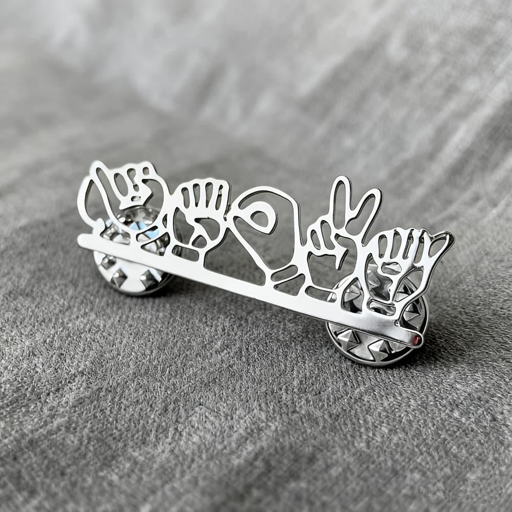 TEMU Personalized Name/letter Sign Language Pin - Custom Asl/bsl Gestural Letter Badge, Stainless Steel Name Plate Brooch For , Minimalist Jewelry Gift For , Father's Day, Valentine's Day, Wear