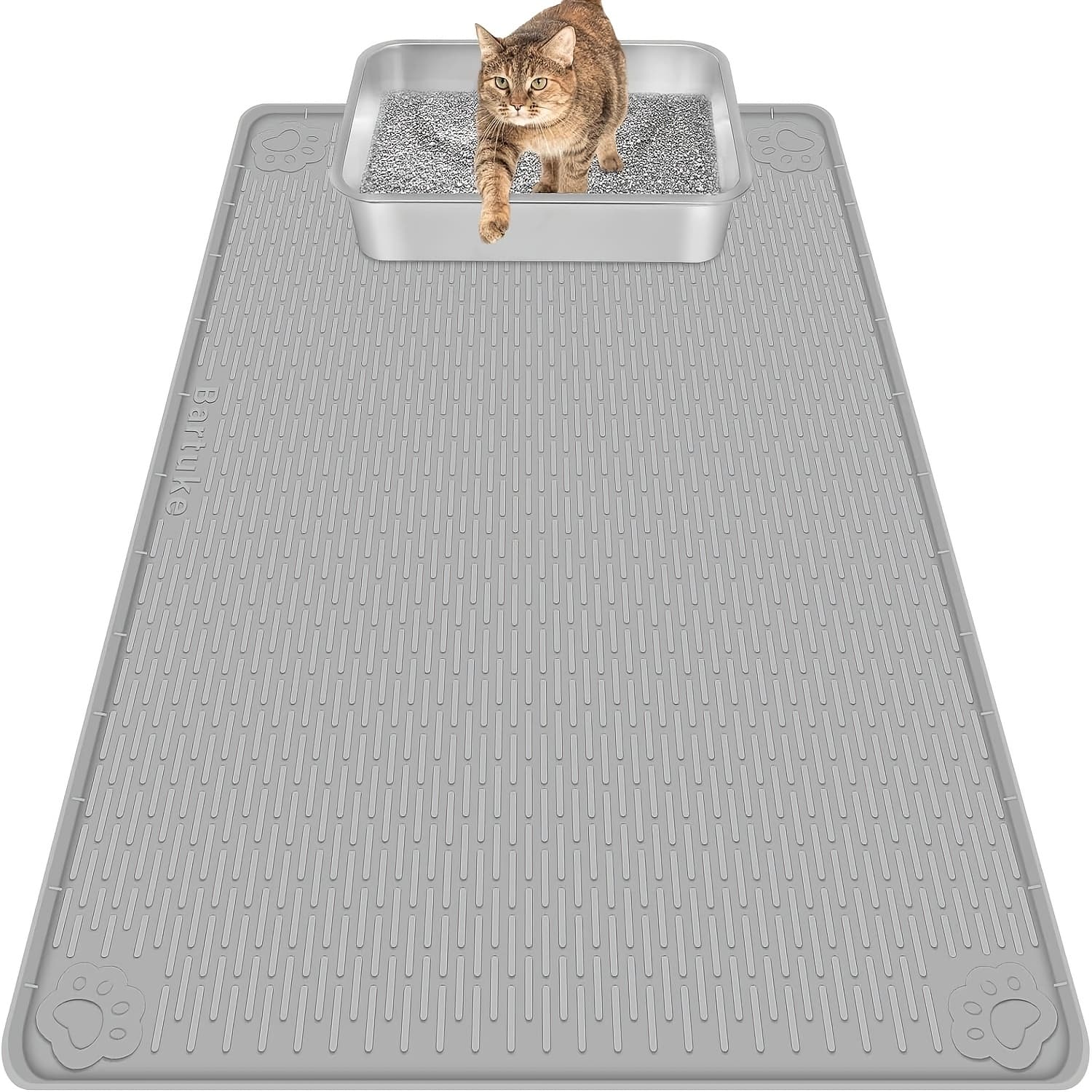 TEMU Extra Large 40" X 28" Silicone Cat Litter Mat | Control, Soft On Kitty Paws, Easy To Clean, Gray -