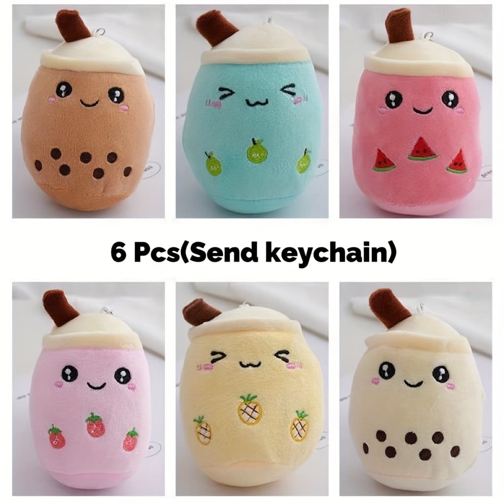 TEMU 6pcs Adorable Plush Toys Of Cartoon Cats And Dogs - Cute , With Keychains Included, Designed For Small Dogs, From Warehouse
