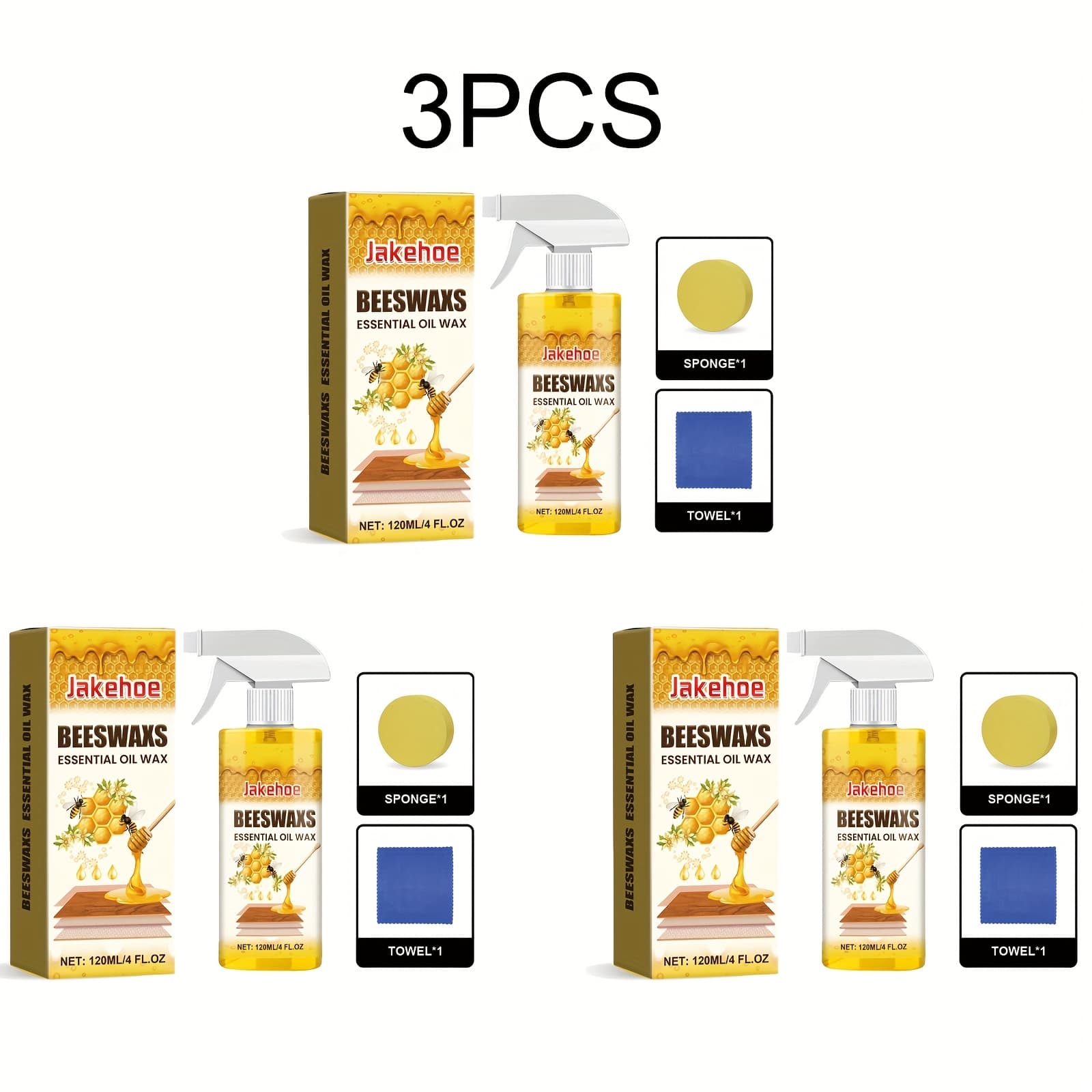 TEMU 3pcs - Wood Floor Beeswax Cleaner - Suitable For Cleaning, Polishing And Repairing Scratches On Hardwood Floors. Contains Beeswax Formula, With A Pleasant Fragrance.