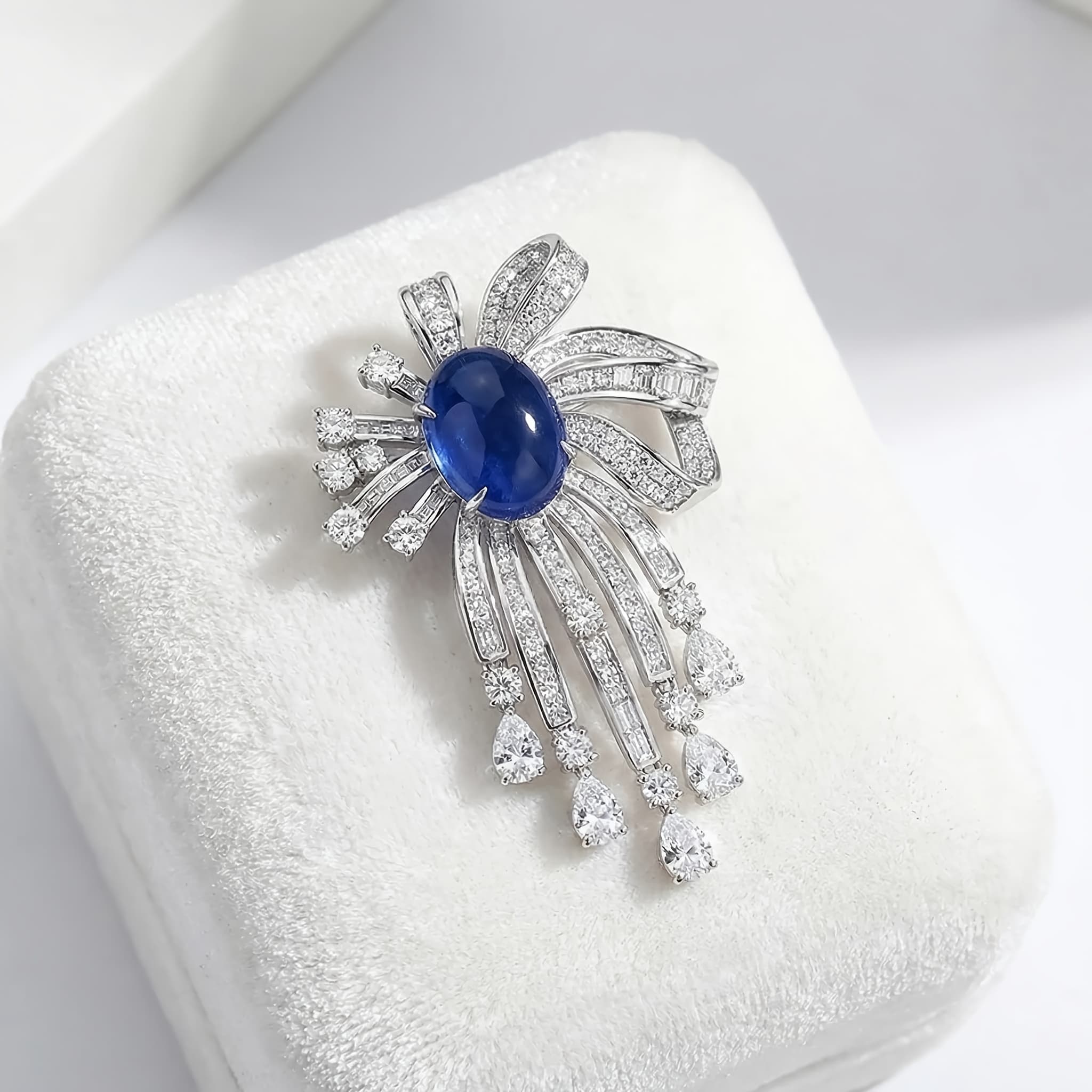 TEMU High-end Vintage Blue Teardrop Tassel Brooch, Fashionable And Versatile Suit Jacket Corsage Pin Accessory