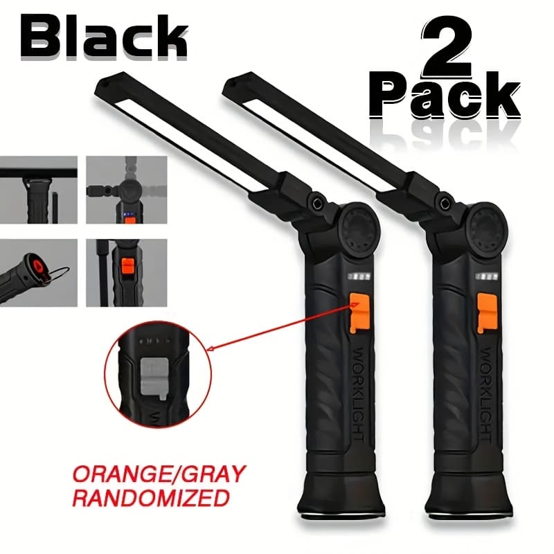 TEMU 2pcs Rechargeable Work Lamp, Outdoor Led Lamp, 4 Lighting , Magnetic Base And Hook, Portable Flashlight, Suitable , Walking, Running, Hiking, Fishing And Outdoor Emergency As A Gift For Relatives