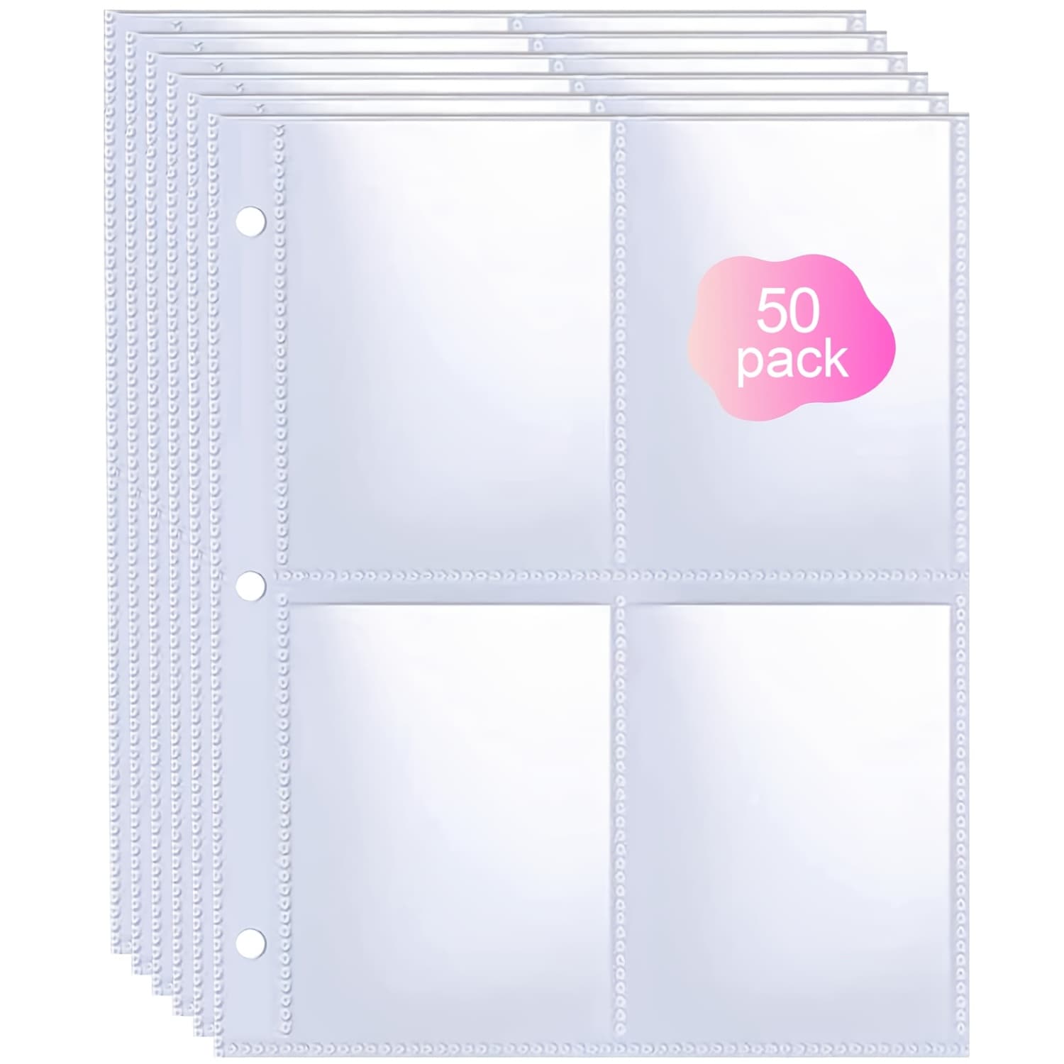 TEMU 50 Inner Pages, A5 Size, Polypropylene (pp), Double-sided With 4 Pockets On Each Side, Suitable For Standard 3-ring Binders, Hold 400 Cards,, Used.